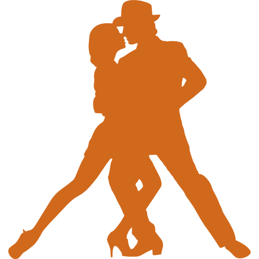 tanzendes Paar als orange Silhouette - Logo von Stilvoll Tanzen